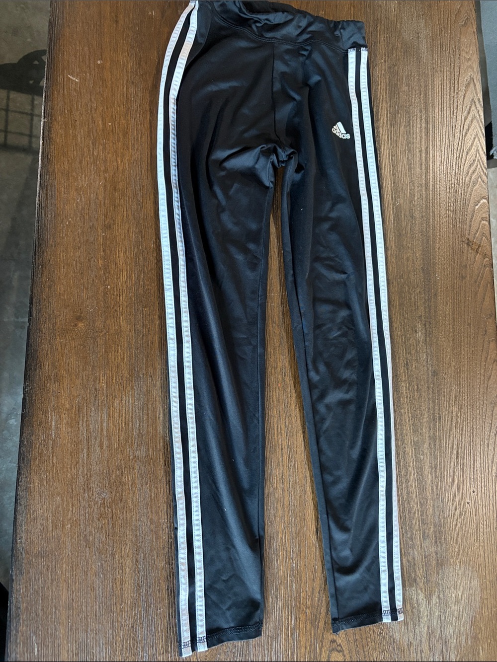 adidas Black Leggings with White Side Stripes